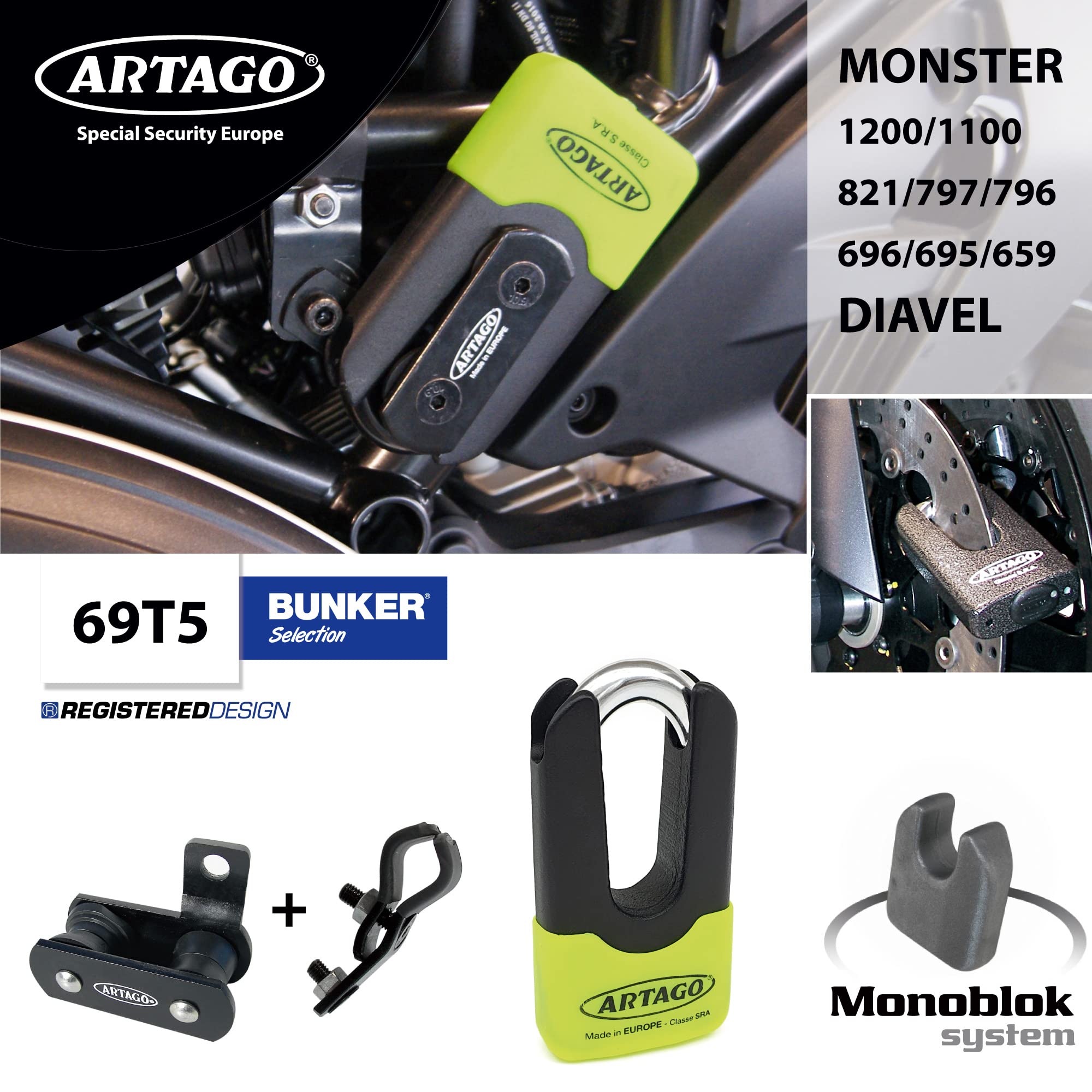 artago-69x5-pack-candado-antirrobo-disco-alta-seguridad-soporte-ducati-monster-d image 2