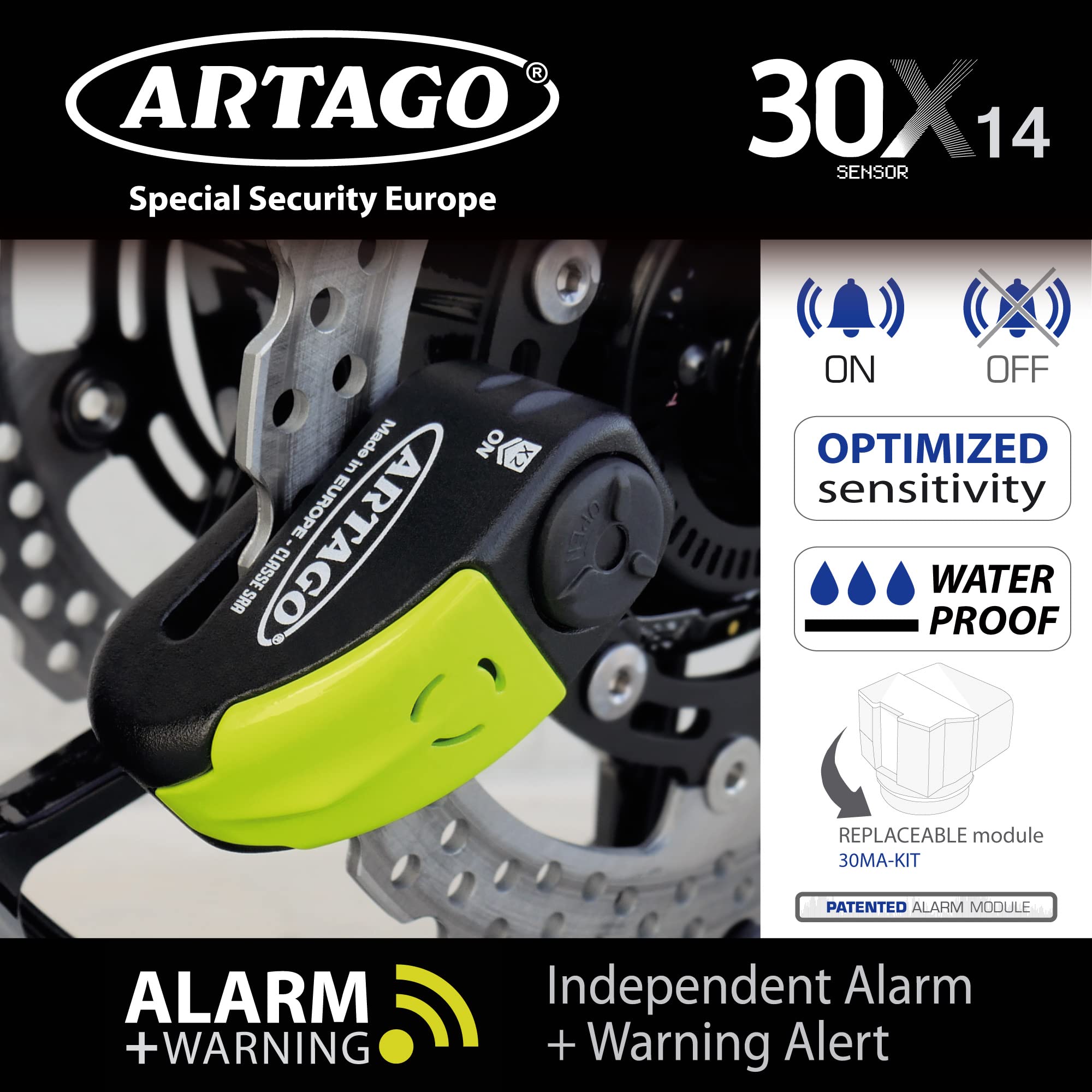 artago-30x5-pack-candado-antirrobo-disco-con-alarma-120db-alta-seguridad-soporte image 6