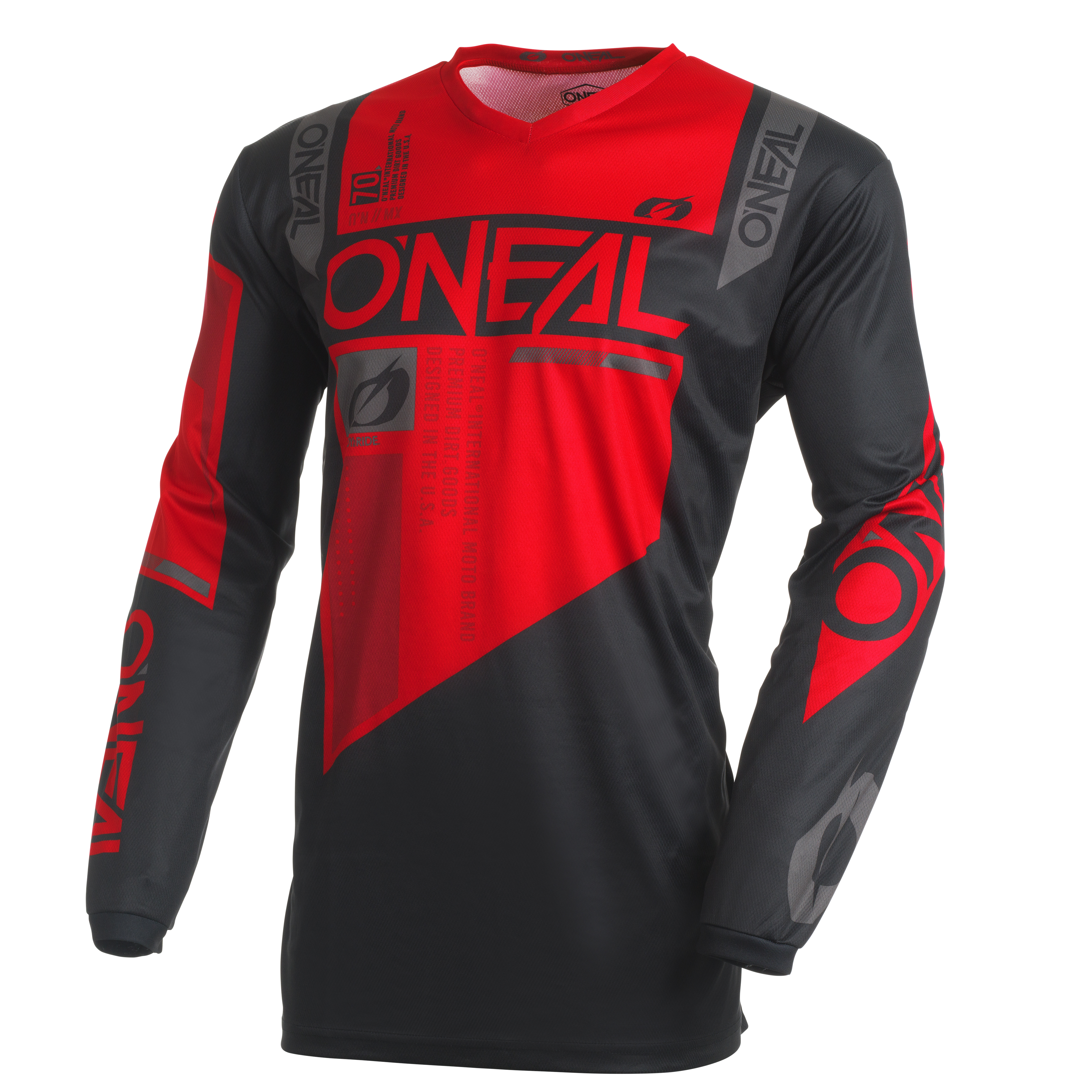 o-neal-element-factor-camiseta-de-moto-negro-rojo image 1