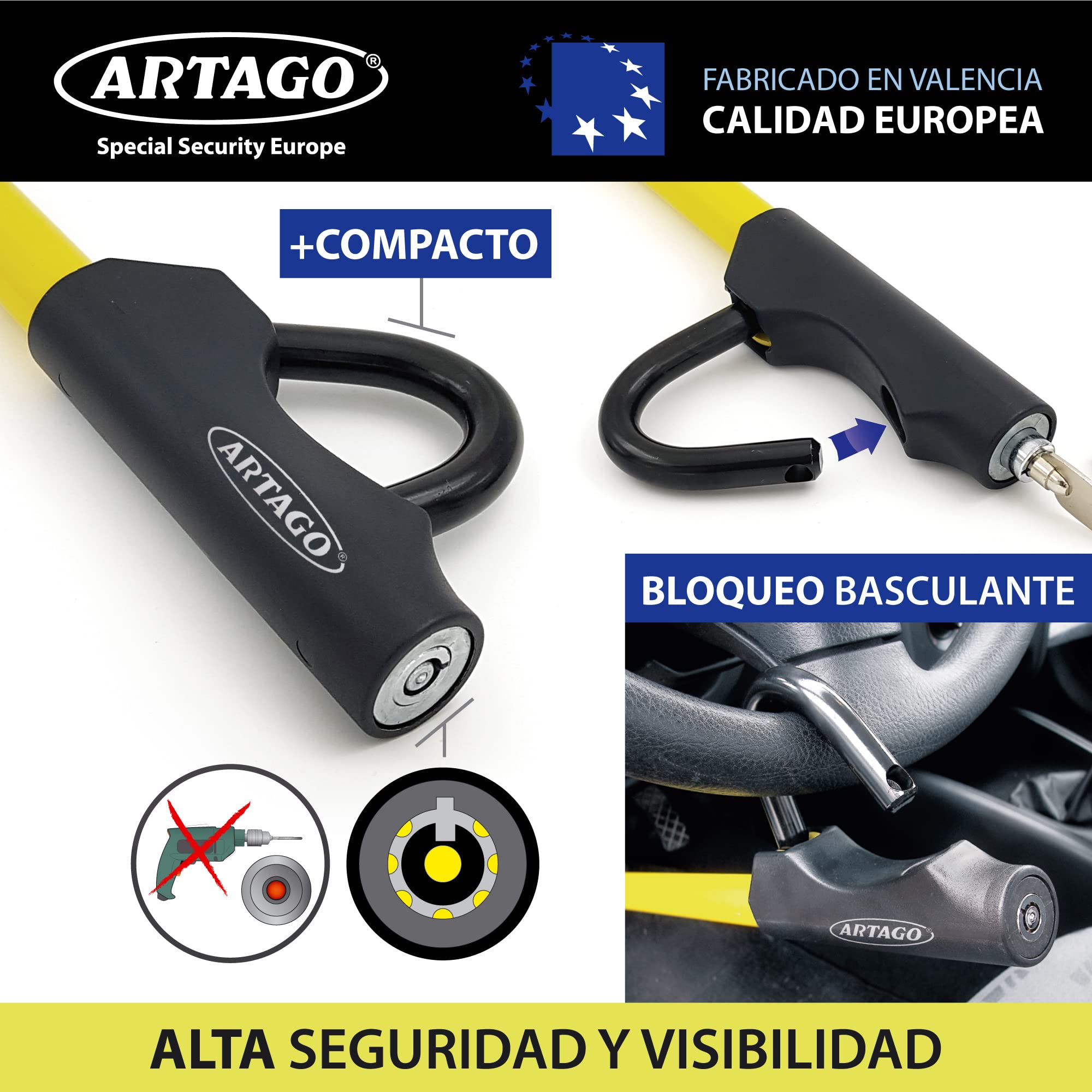 artago-871-antirrobo-coche-alta-gama-barra-bloqueo-volante-pedal-ajuste-rosca-pr image 3