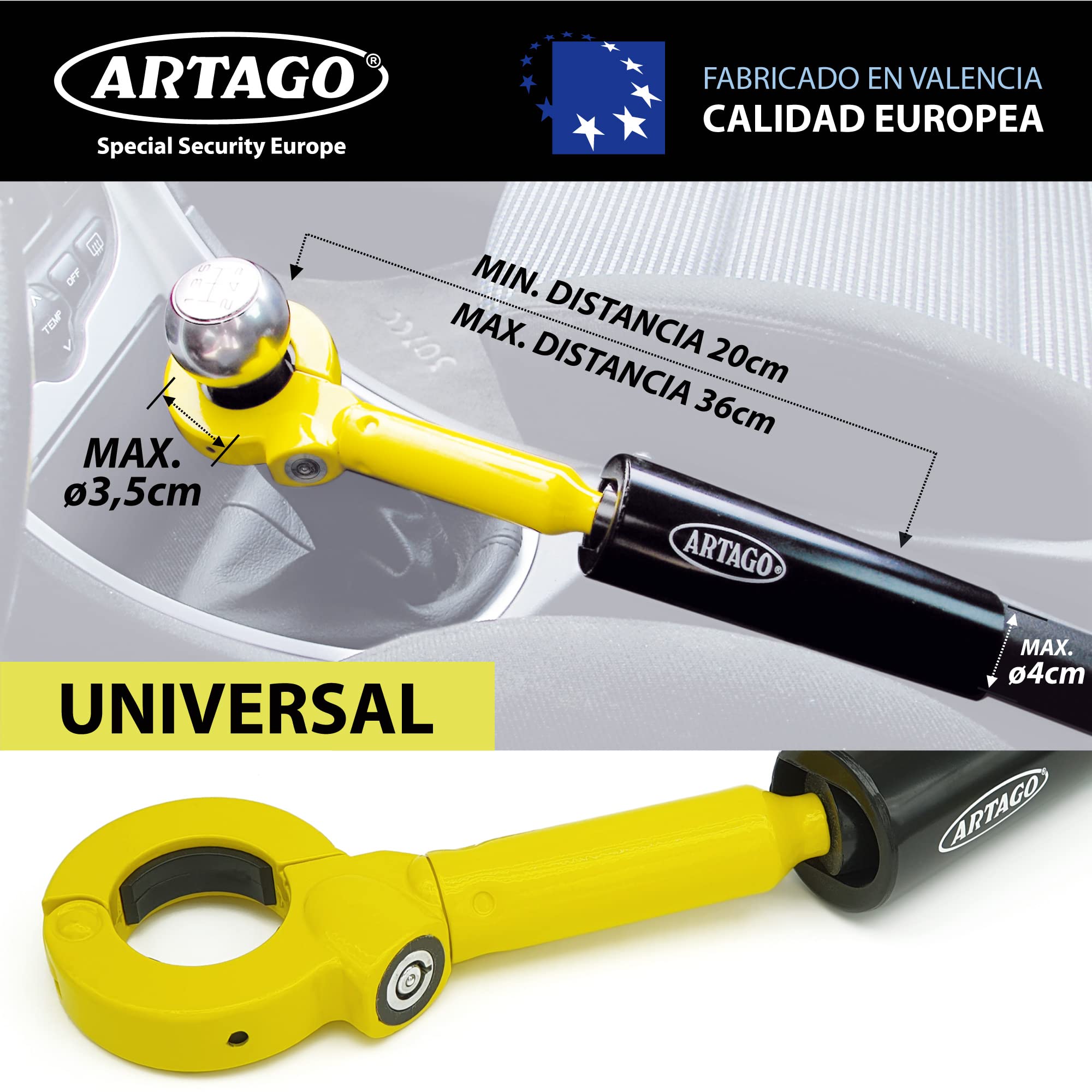 artago-862a-b-antirrobo-coche-freno-de-mano-ajuste-rosca-patentado-bloqueo-palan image 6