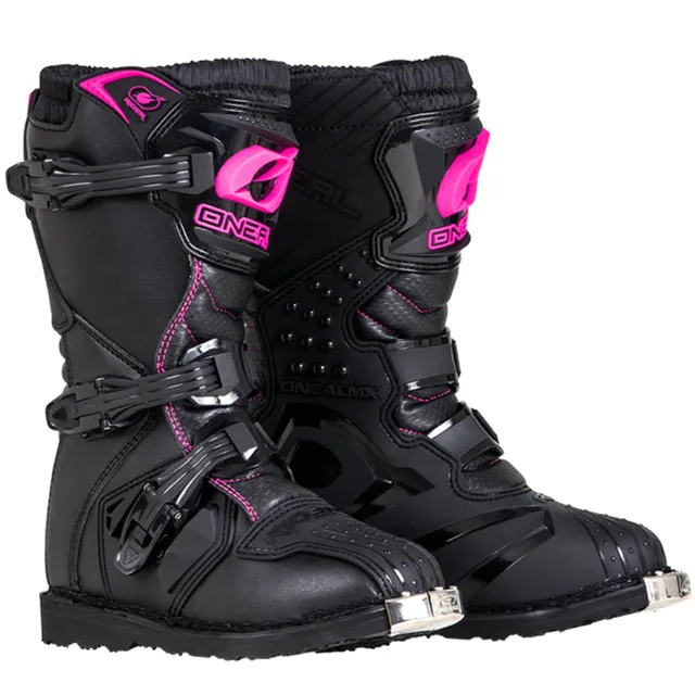 botas-de-moto-off-road-o-neal-rider-para-ni-o-negro-rosa-cierre-de-4-hebillas-sn image 1