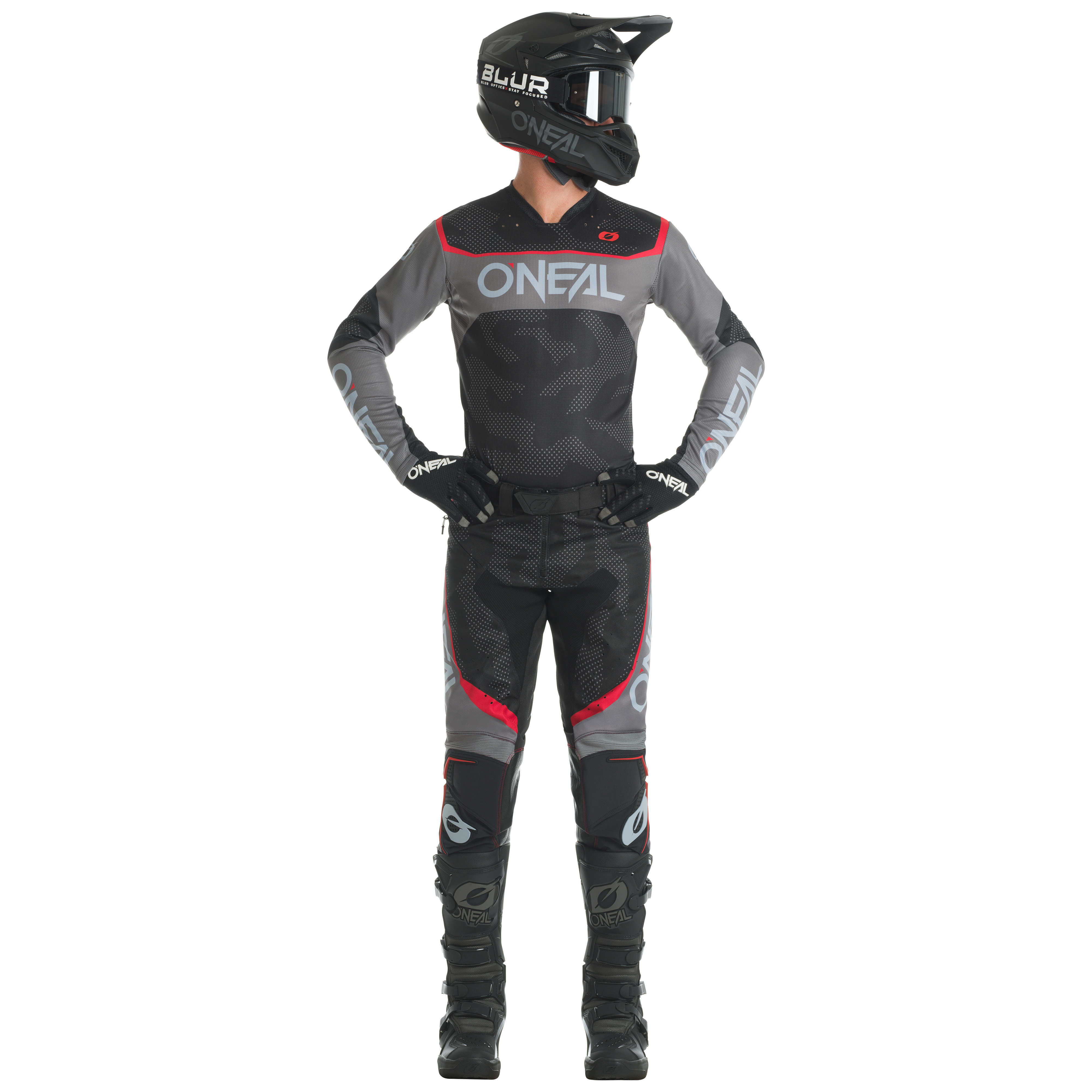 o-neal-hardwear-camo-pantal-n-moto-off-road-negro-gris-con-rodilleras image 3