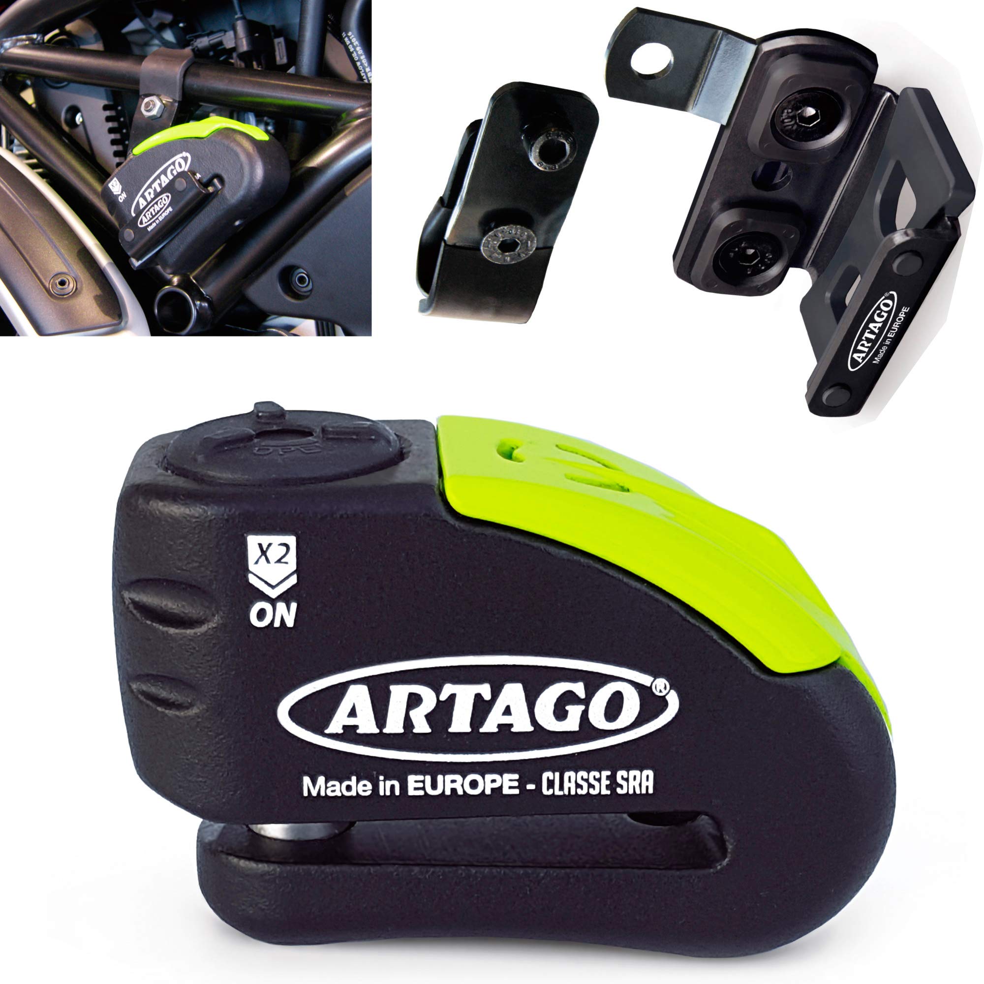 artago-30x5-pack-candado-antirrobo-disco-con-alarma-120db-alta-seguridad-soporte image 1