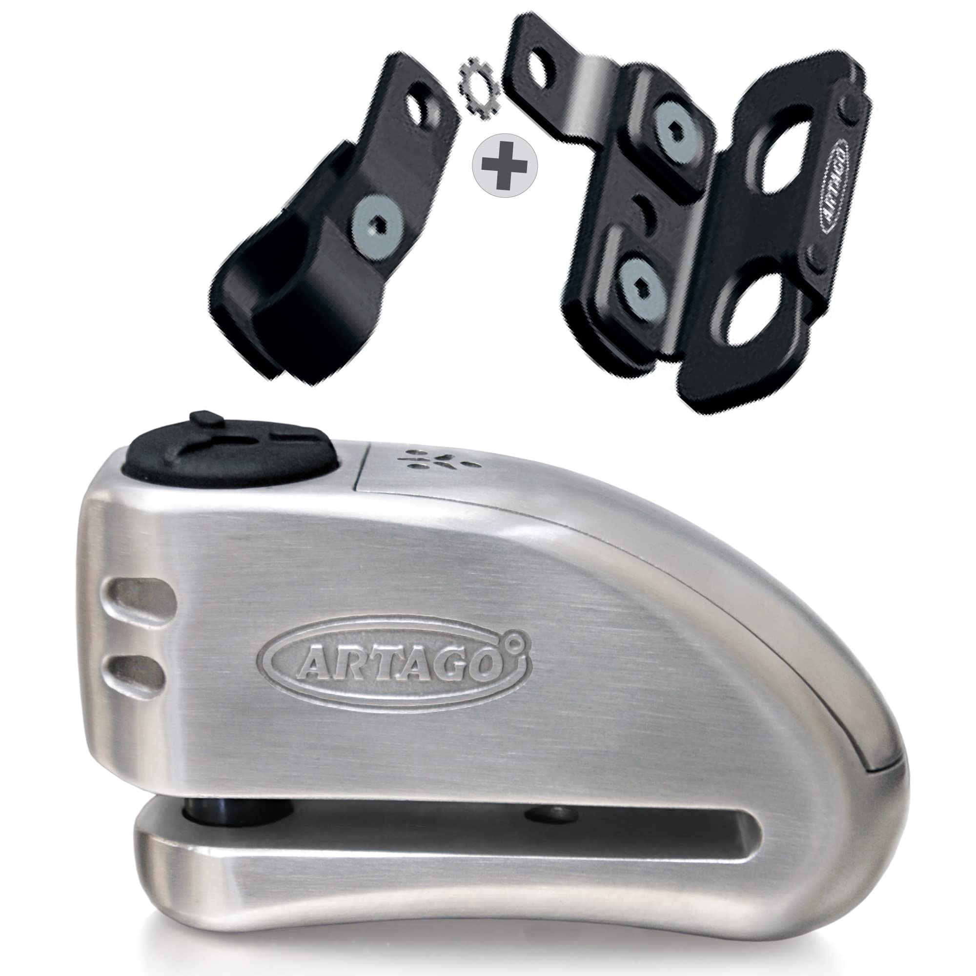 artago-32s4-pack-candado-antirrobo-disco-con-alarma-120db-alta-seguridad-soporte image 1