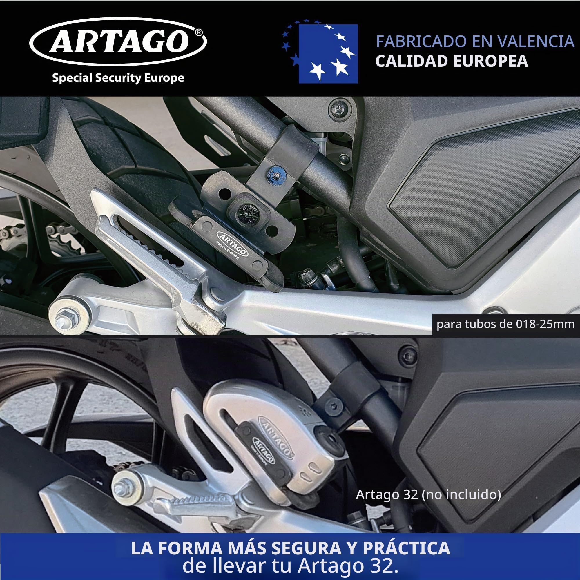 artago-k202-soporte-de-transporte-para-candado-de-disco-artago-32-tubos-18-25-mm image 2