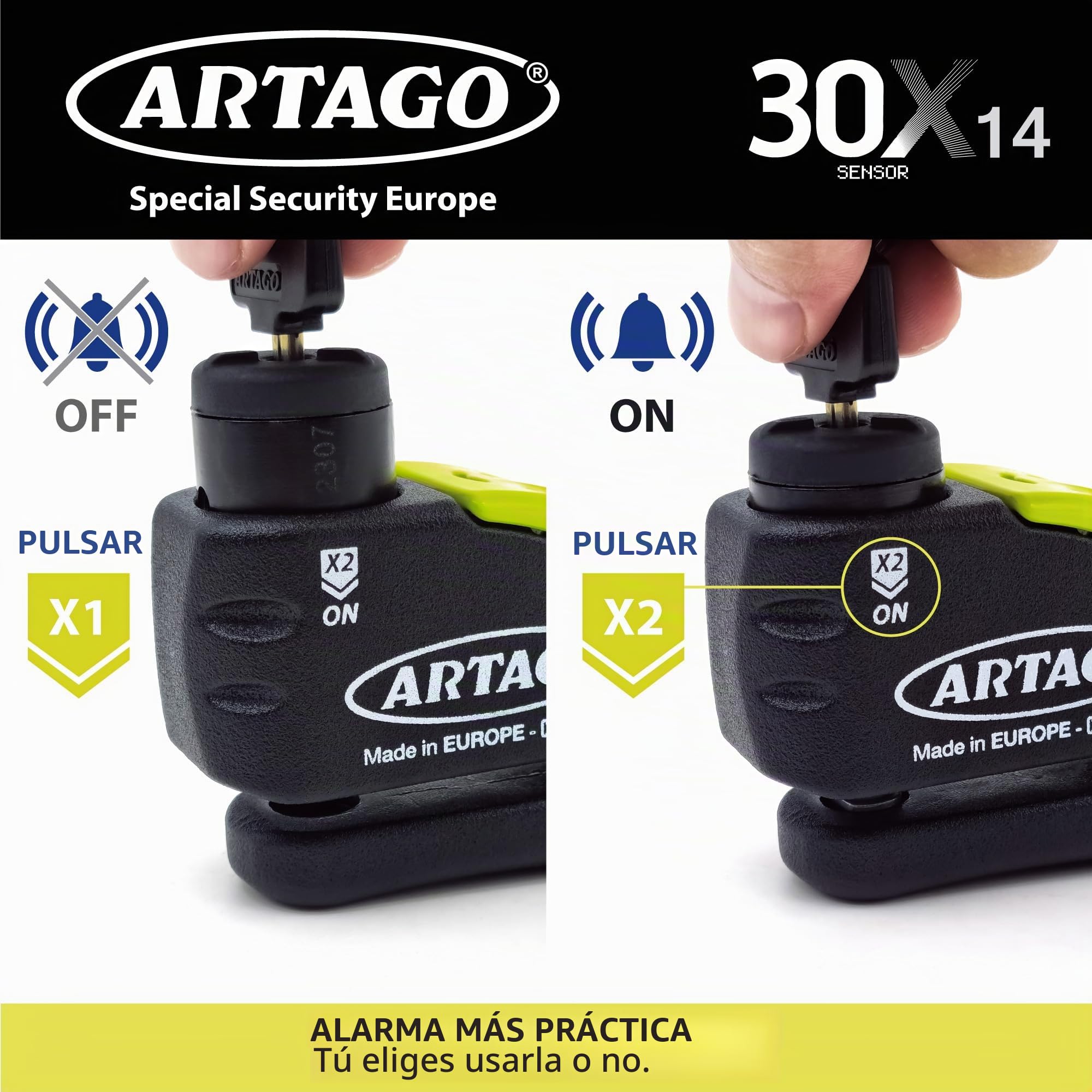 artago-30x3-pack-candado-antirrobo-disco-con-alarma-120db-alta-seguridad-soporte image 7