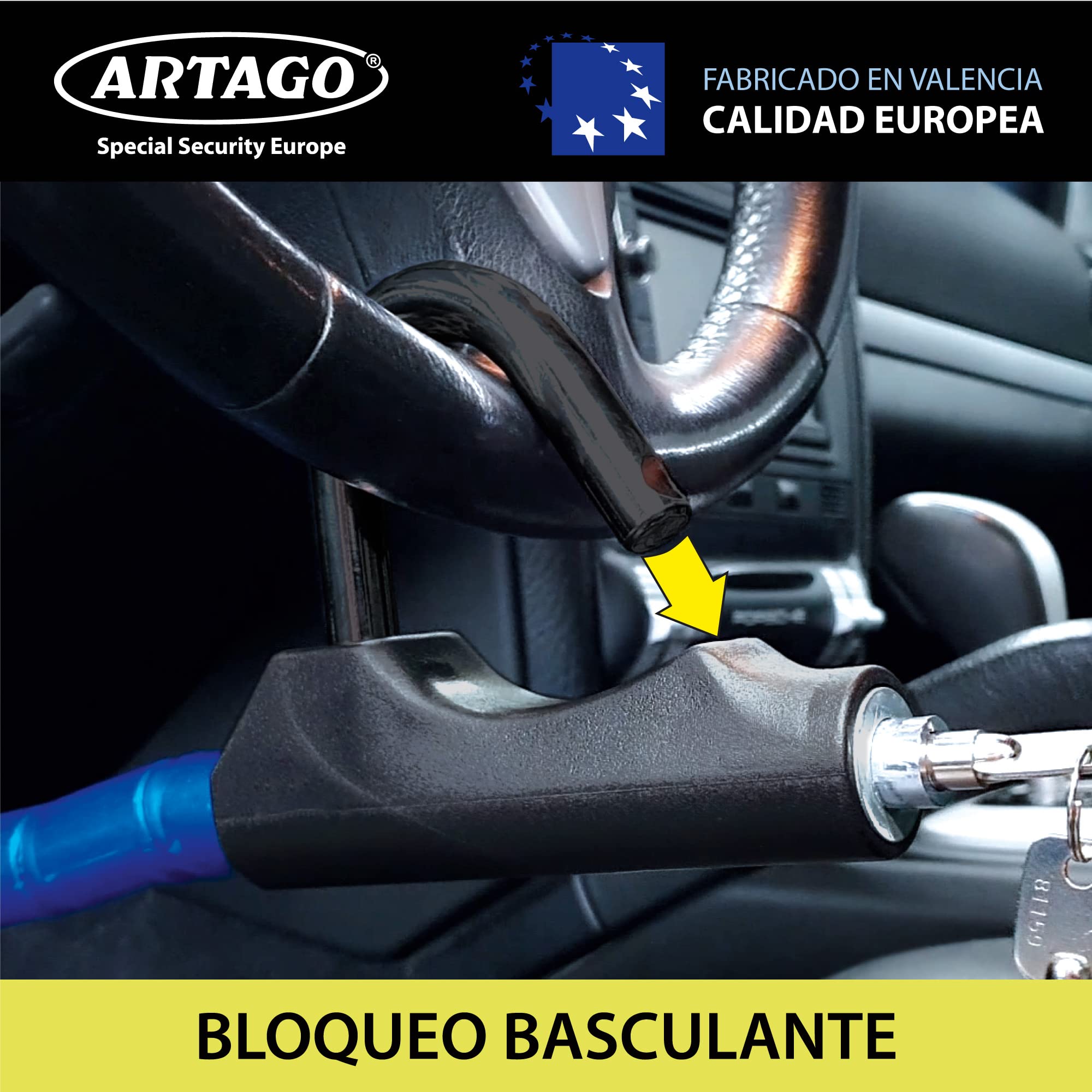 artago-880-antirrobo-coche-alta-gama-barra-volante-pedal-flexible-cable-acero-bl image 5