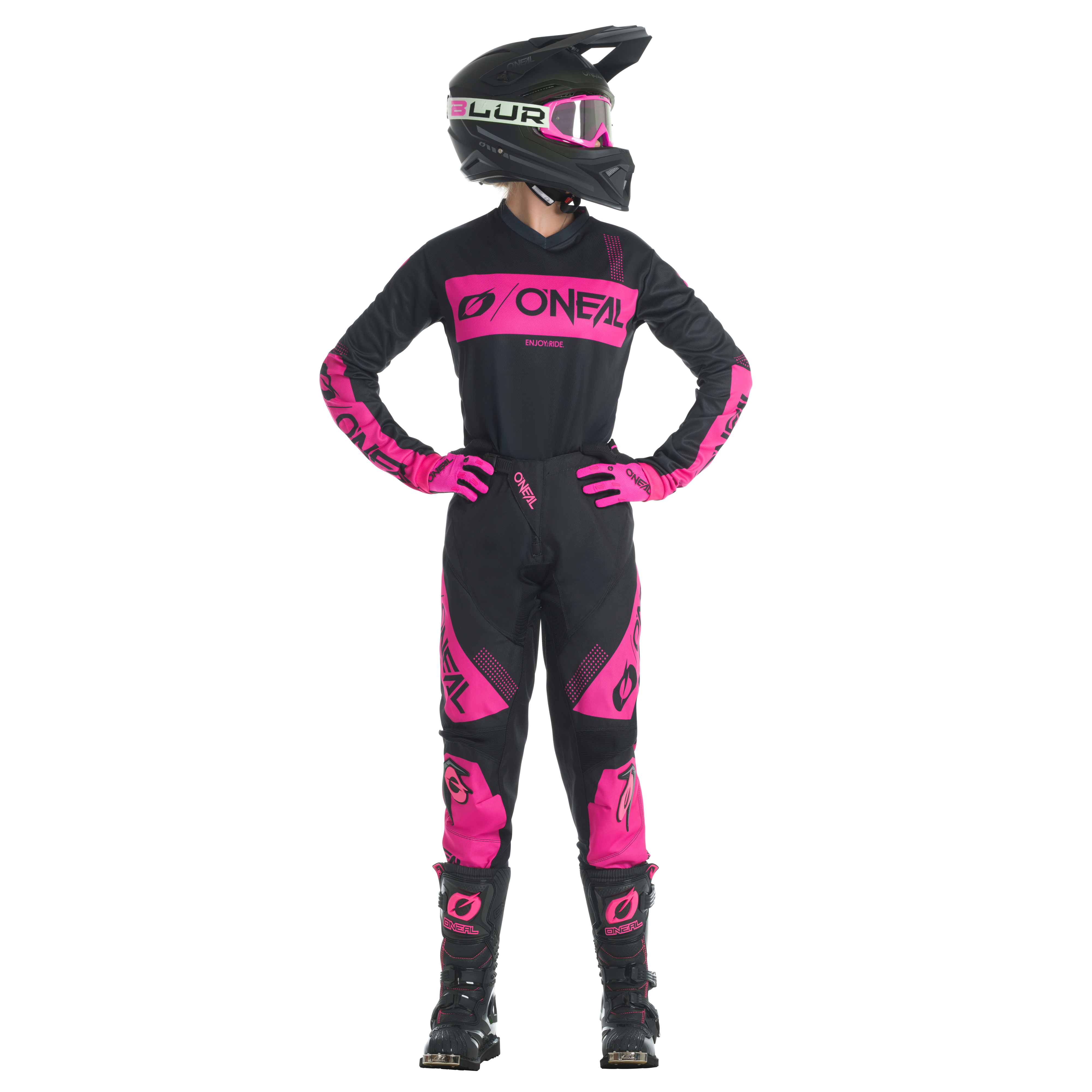 o-neal-youth-girls-element-racewear-jersey-negro-rosa-camiseta-de-moto-para-j-ve image 3