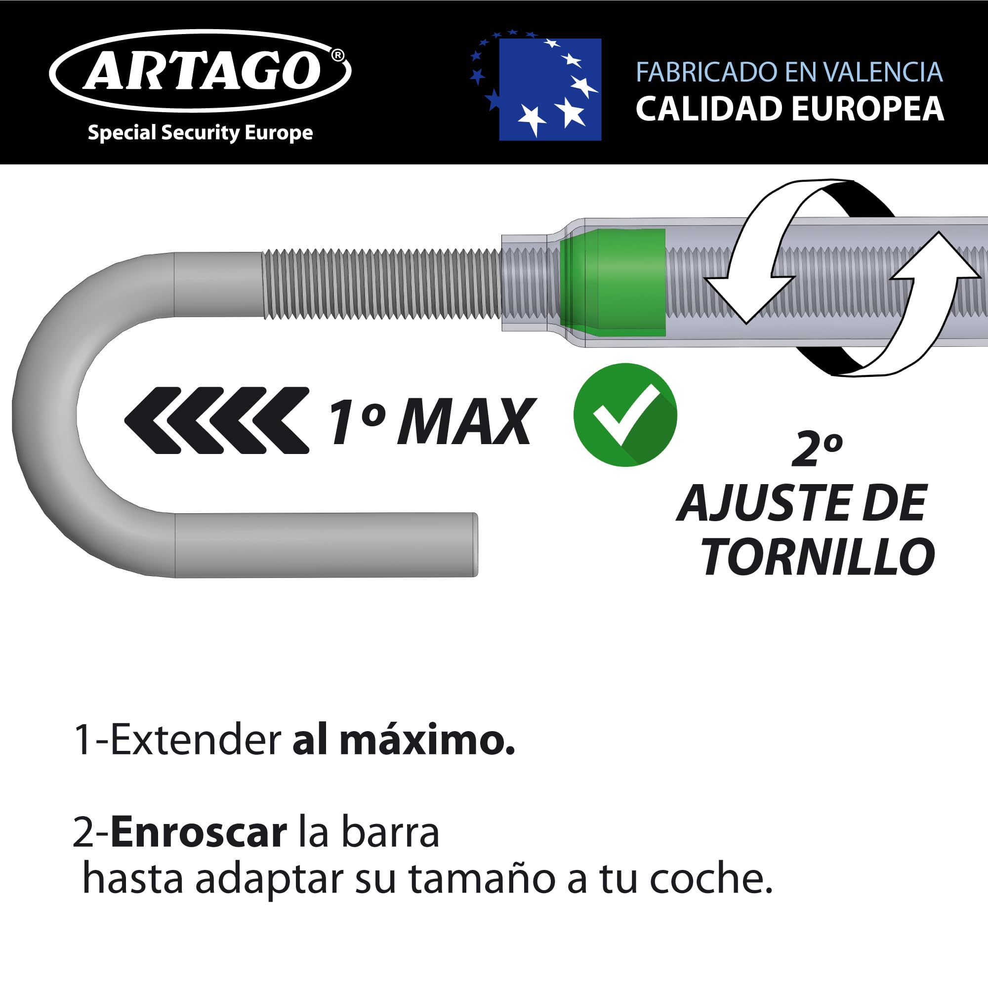 artago-871-antirrobo-coche-alta-gama-barra-bloqueo-volante-pedal-ajuste-rosca-pr image 6