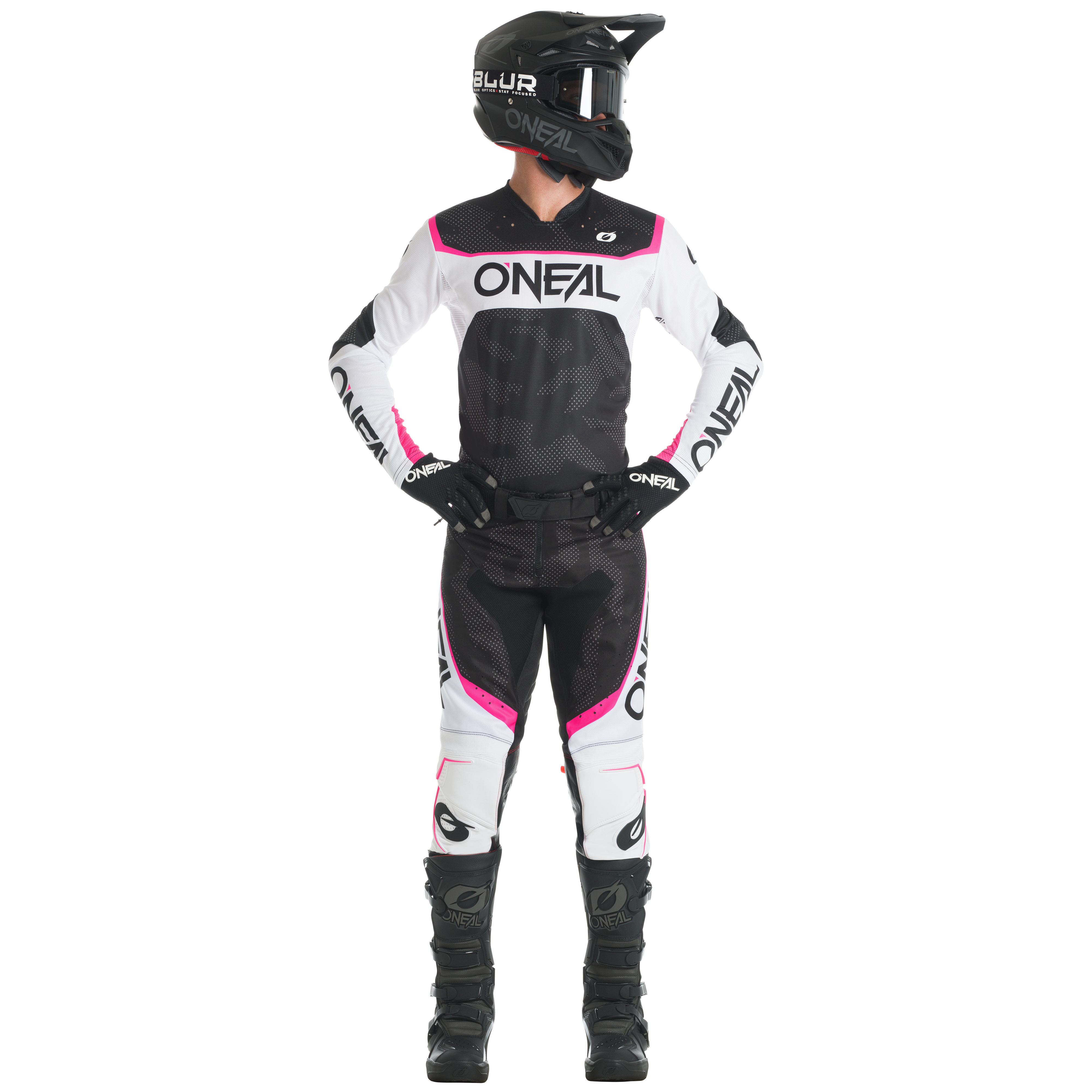 o-neal-hardwear-camo-pantal-n-moto-negro-blanco image 3