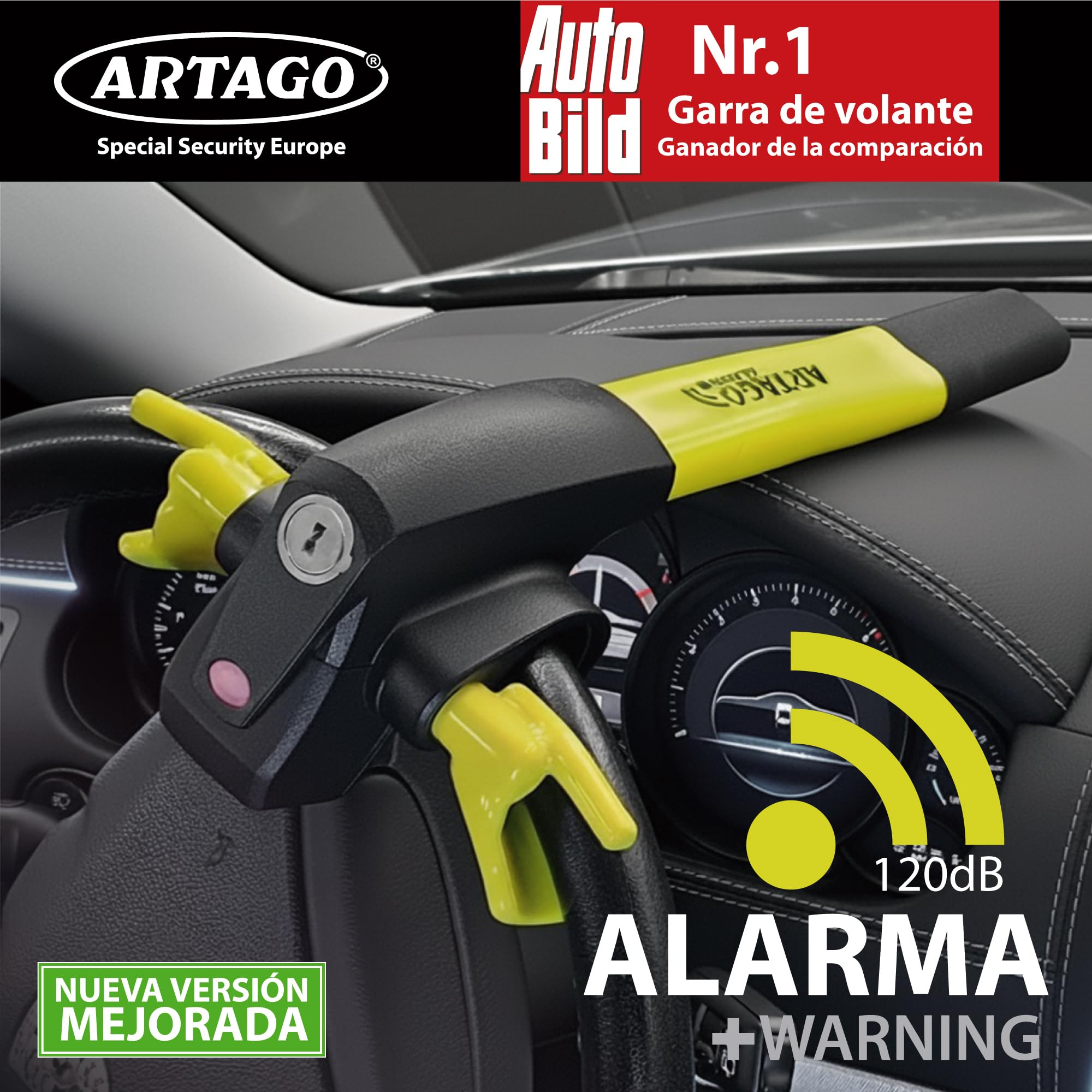 artago-870-barra-antirrobo-para-coche-2en1-con-alarma-120db-y-led-disuasorio image 2
