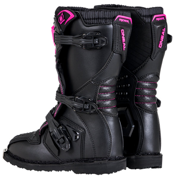 botas-de-moto-off-road-o-neal-rider-para-ni-o-negro-rosa-cierre-de-4-hebillas-sn image 2