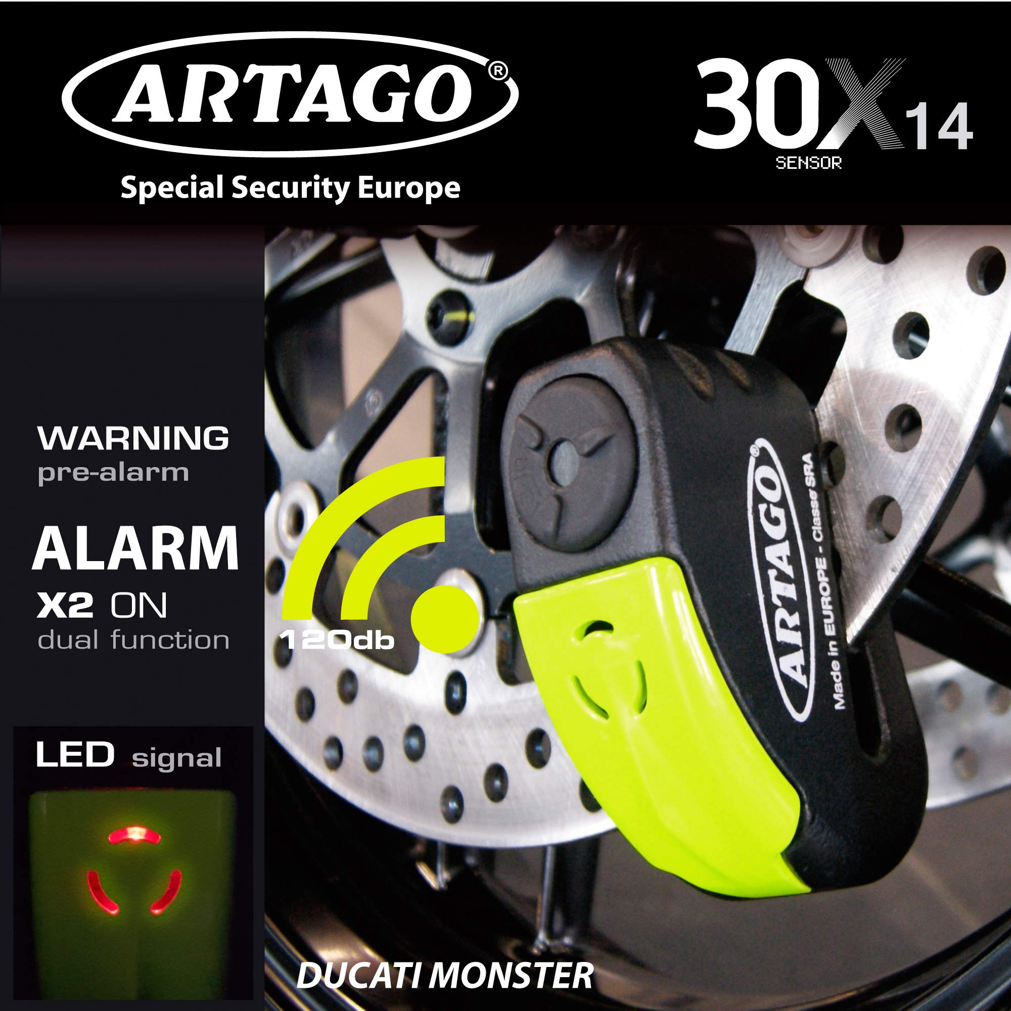 artago-30x5-pack-candado-antirrobo-disco-con-alarma-120db-alta-seguridad-soporte image 5